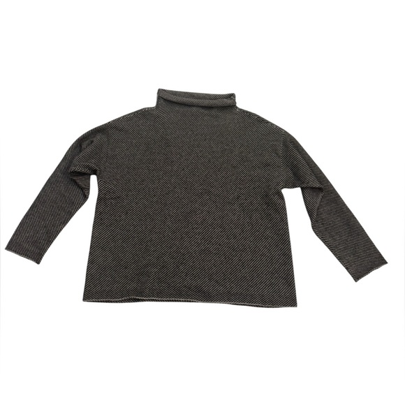 Eileen Fisher Black and Grey Funnel Neck Cashmere Sweater - Picture 2 of 8